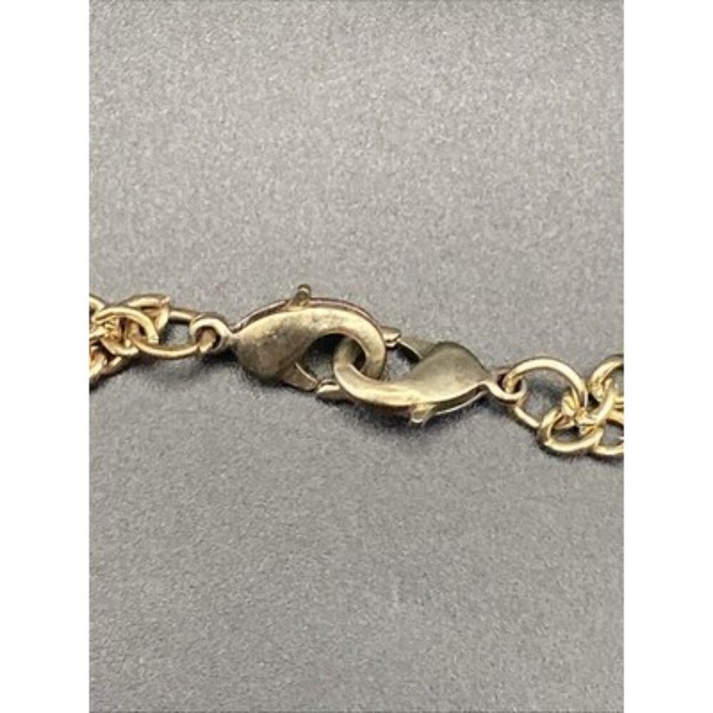 Two Layer Coin Charm Necklace Gold Tone 16/20" Curb Chain 1/2" Elizabeth II Aus - Picture 8 of 9